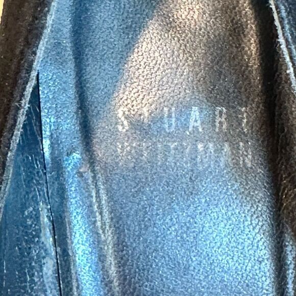 Stuart Weitzman Black Suede Heels Peep Toe Criss Cross Size 7.5 - Picture 11 of 16